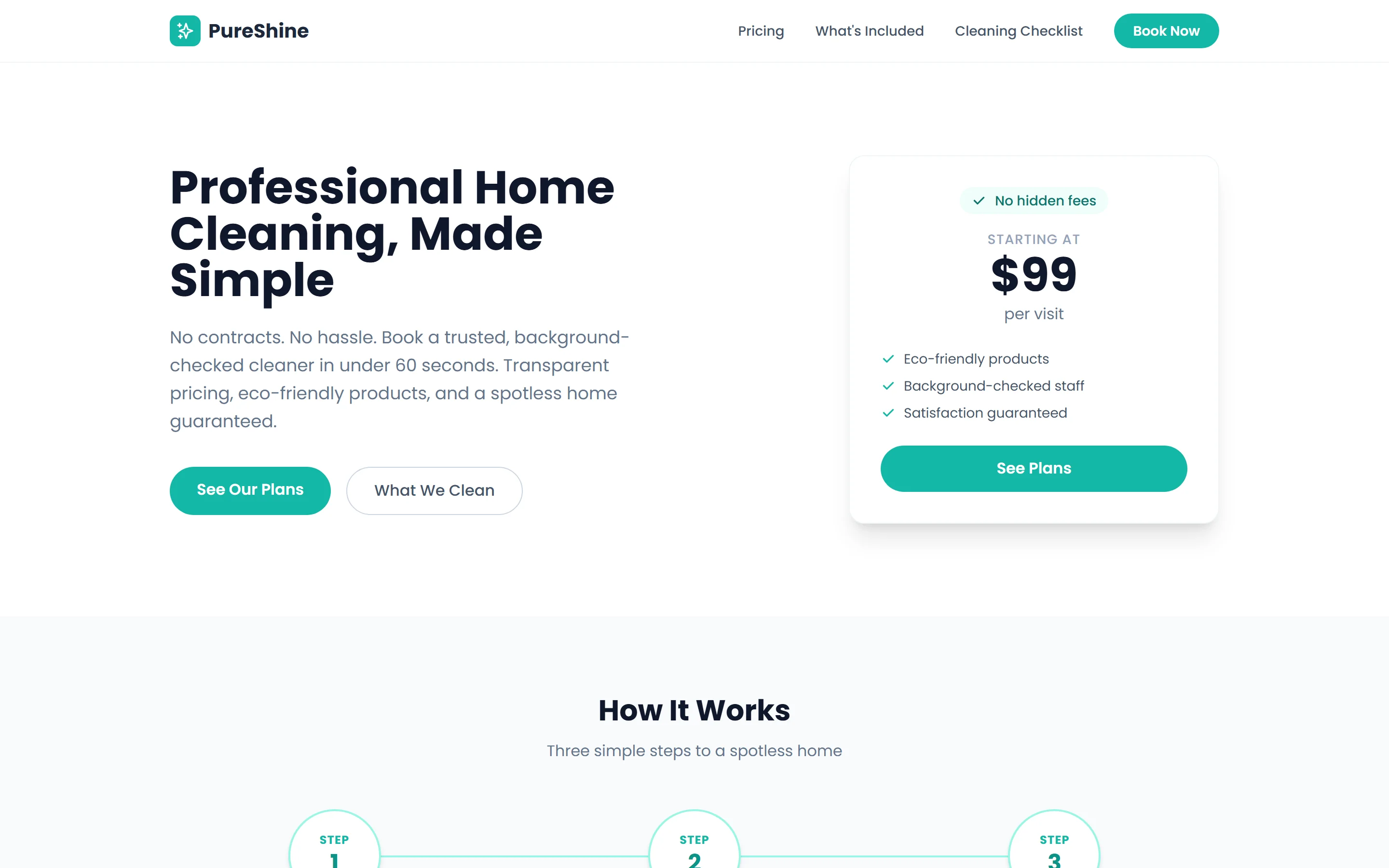 Sample cleaning service campaign landing page