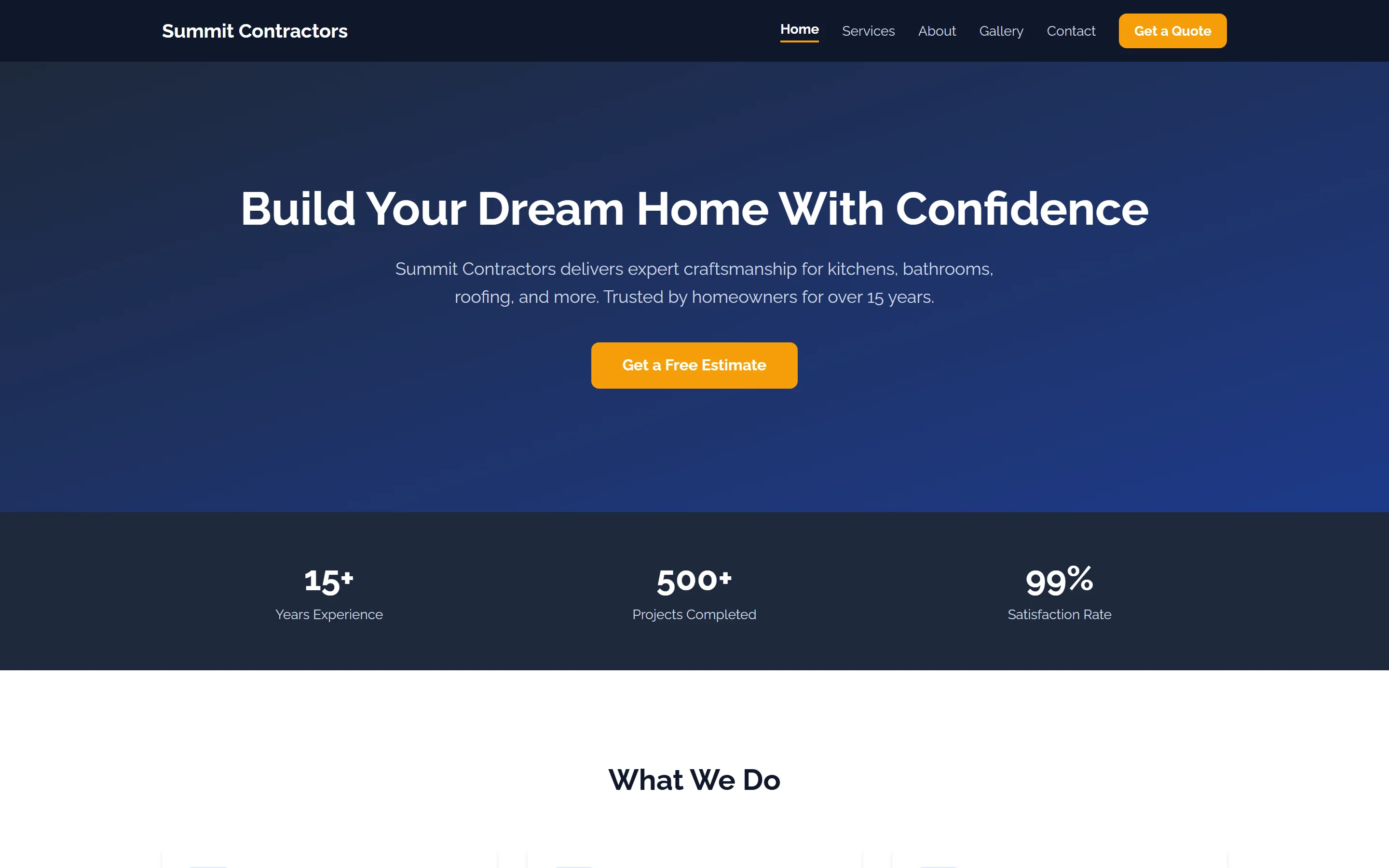 Sample contractor campaign landing page